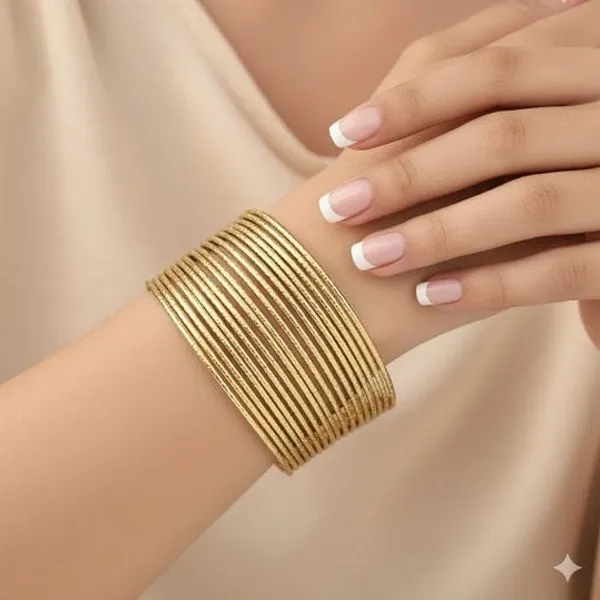 Gold_Toned_Multi_Strand_Textured_Cuff_Bracelet_For_Women