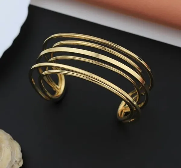 Gold_Toned_Multi_Band_Cuff_Bracelet_For_Women
