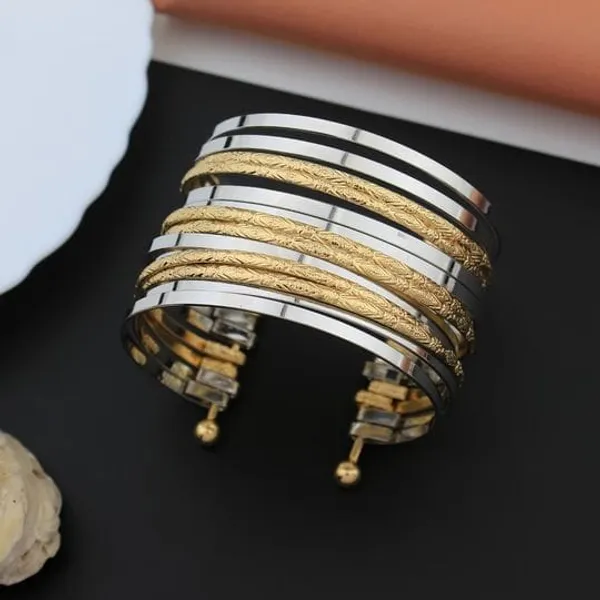 Gold_And_Silver_Tone_Multi_Layer_Adjustable_Bracelet_Set_For_Women