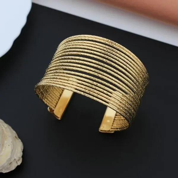 Gold_Toned_Multi_Strand_Textured_Cuff_Bracelet_For_Women