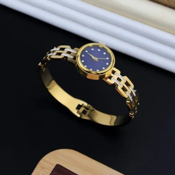 Elegant_Gold_Tone_Watch_With_Navy_Blue_Dial_For_Women
