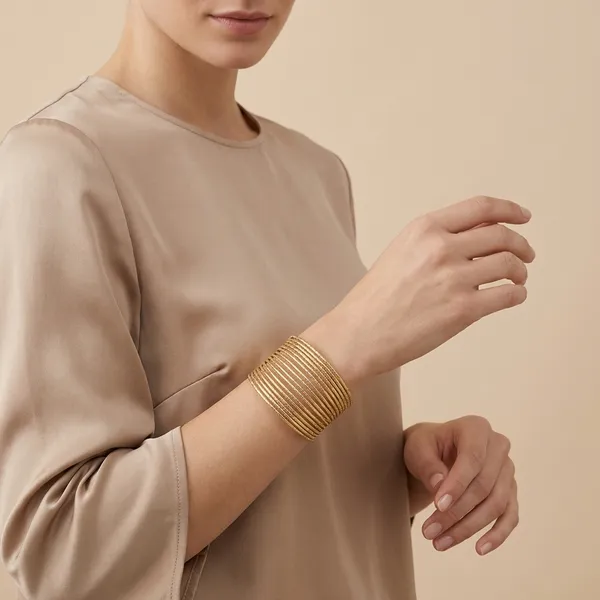 Gold_Toned_Multi_Strand_Textured_Cuff_Bracelet_For_Women