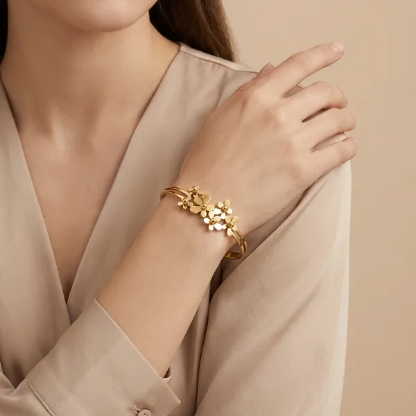 Gold_Toned_Floral_Bracelet_For_Women