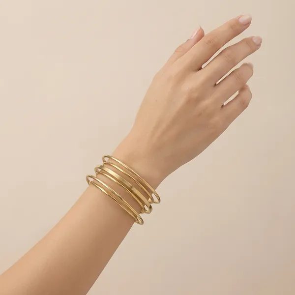 Gold_Toned_Multi_Band_Cuff_Bracelet_For_Women