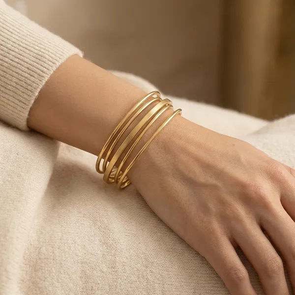 Gold_Toned_Multi_Band_Cuff_Bracelet_For_Women