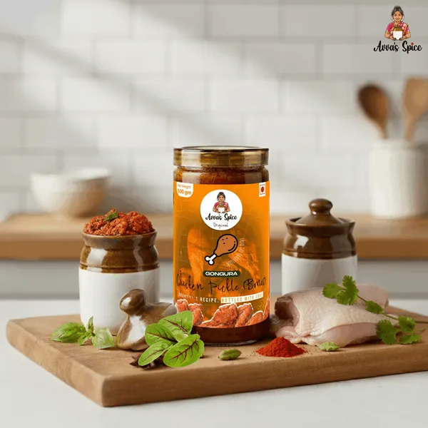 Homemade_Gongura_Chicken_Pickle_(Bone)