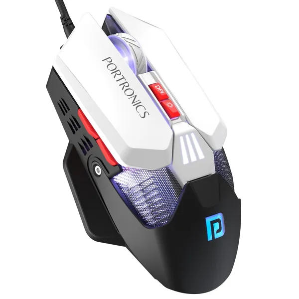 White_And_Black_Portronics_Toad_12_Optical_Rgb_Gaming_Mouse_With_7_Programmable_Buttons