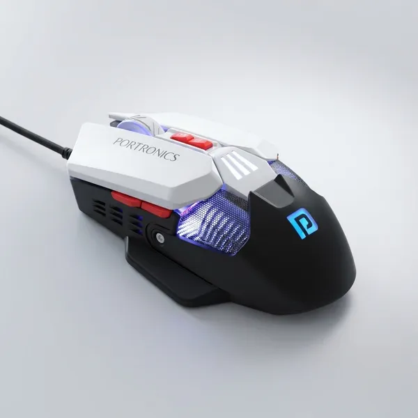 White_And_Black_Portronics_Toad_12_Optical_Rgb_Gaming_Mouse_With_7_Programmable_Buttons