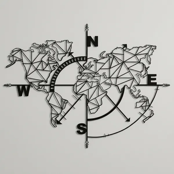 Geometric_World_Map_Wall_Decor_With_Compass_Design