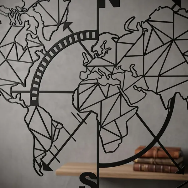 Geometric_World_Map_Wall_Decor_With_Compass_Design