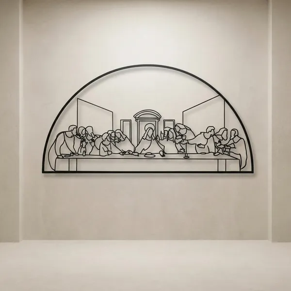 Last_Supper_Metal_Wall_Art_With_Pendant_Lights_-_Dining_Room_Decor