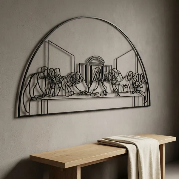 Last_Supper_Metal_Wall_Art_With_Pendant_Lights_-_Dining_Room_Decor