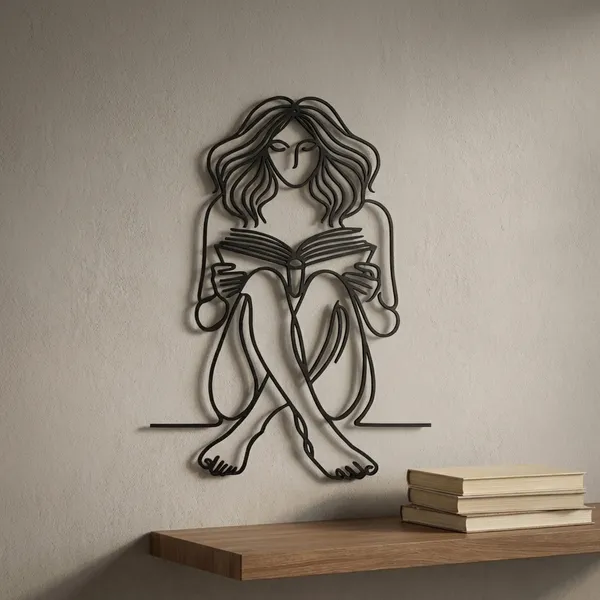 Metal_Wire_Art_Wall_Decor_-_Woman_Reading_Book_Silhouette
