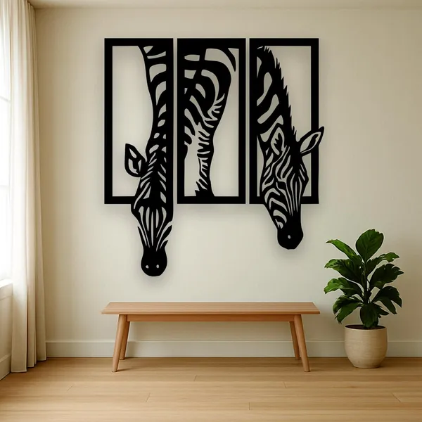 3_Panel_Zebra_Metal_Wall_Art_|_Laser_Cut_MS_Steel_Animal_Wall_Decor_|