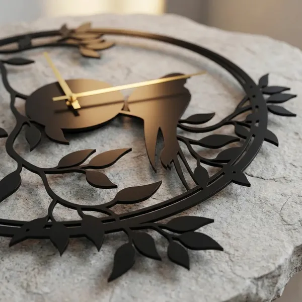 Decorative_Metal_Wall_Clock_With_Bird_And_Branch_Design