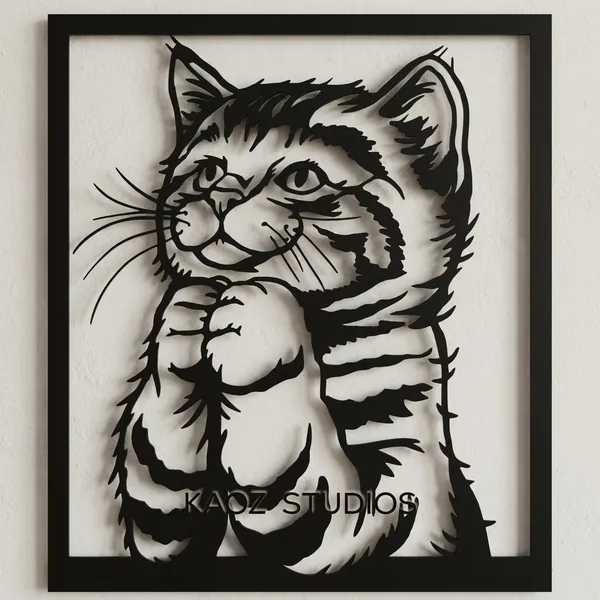 Decorative_Metal_Cat_Wall_Art_-_Black_Framed_Home_Decor