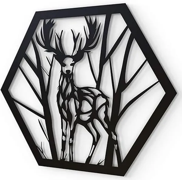 Deer_Forest_Hexagon_Metal_Wall_Art