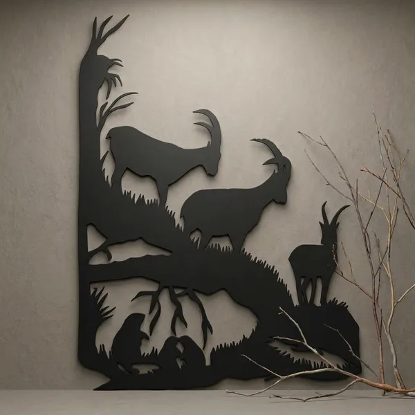 Mountain_Goat_Silhouette_Metal_Wall_Art_-_Wildlife_Scene_Decoration