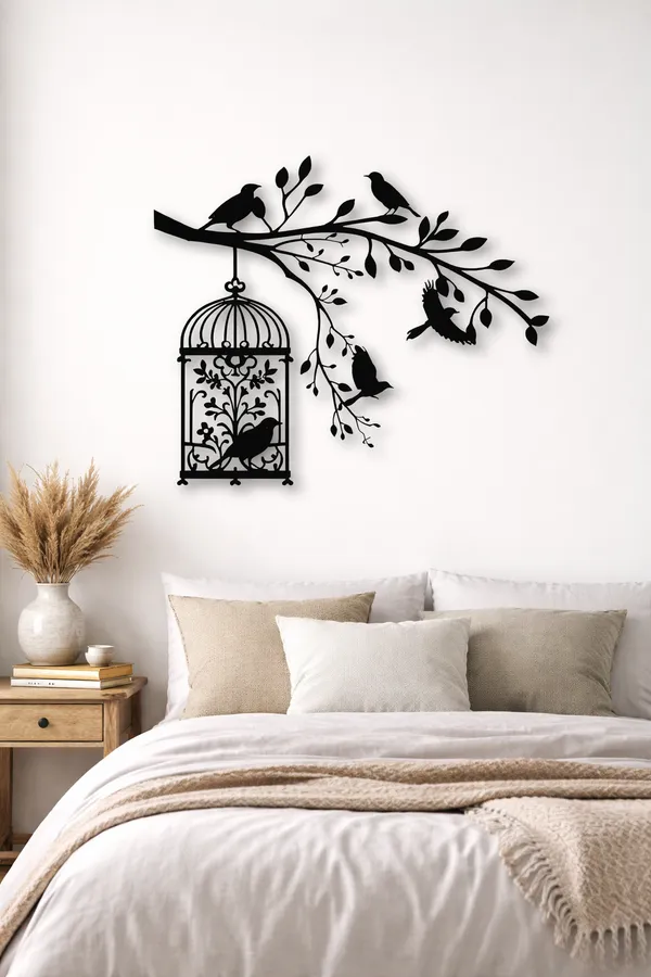 Elegant_Birds_&_Cage_Metal_Wall_Art