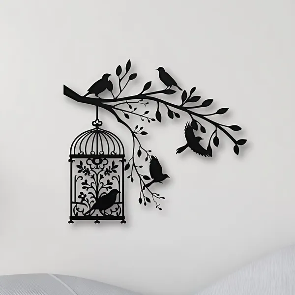 Elegant_Birds_&_Cage_Metal_Wall_Art