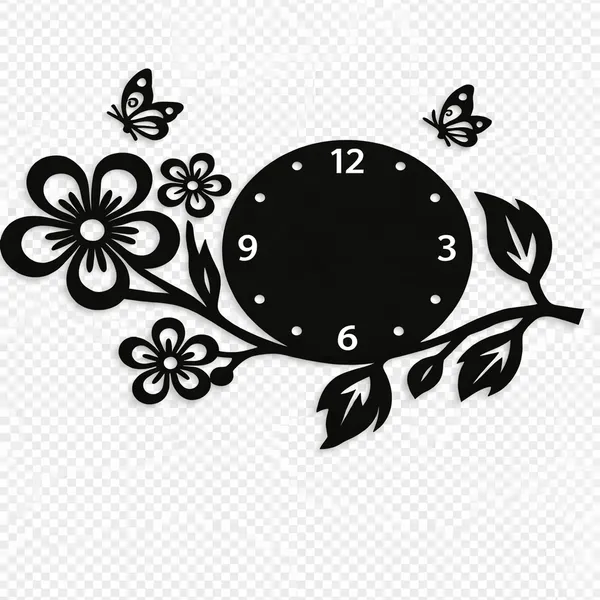 Floral_Metal_Wall_Clock_with_Butterflies