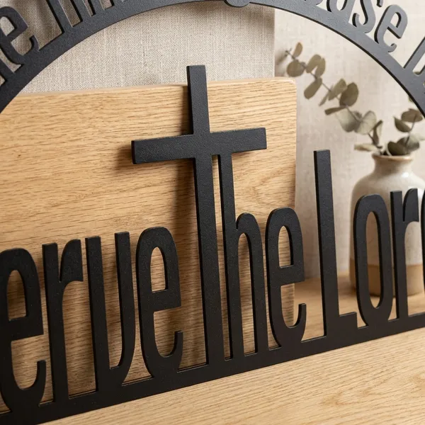 As_For_Me_And_My_House_We_Serve_The_Lord_Metal_Wall_Art_With_Cross