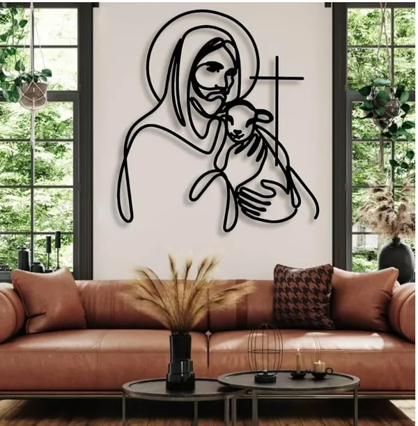 Jesus_the_Good_Shepherd_?_Laser_Cut_MS_Metal_Wall_Art