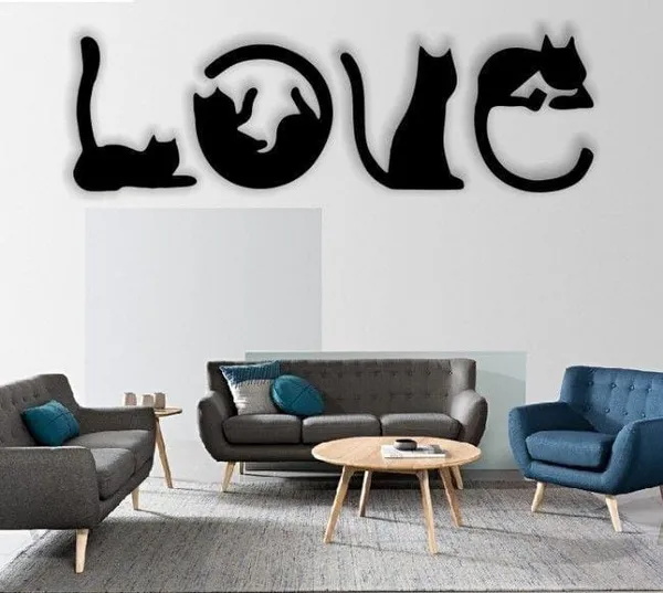 LOVE_Cats_Metal_Wall_Art_|_Laser_Cut_MS_Steel_Cat_Wall_Decor_|_Powder_Coated_Pet_Lover_Wall_Hanging_for_Living_Room,_Bedroom_&_Home