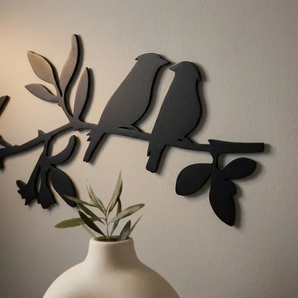 Welcome_Metal_Wall_Art_With_Birds_And_Branches_-_Black