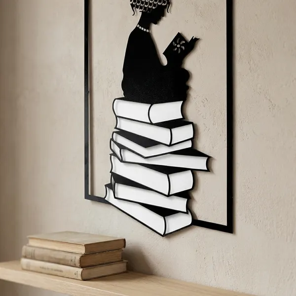 Decorative_Metal_Wall_Art_-_Girl_Reading_On_Books_Silhouette