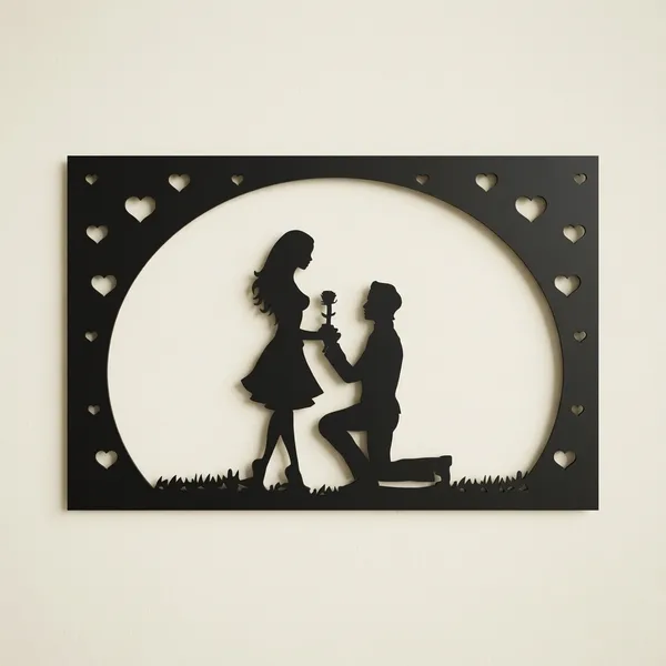 Romantic_Couple_Proposal_Silhouette_Wall_Art_With_Heart_Border