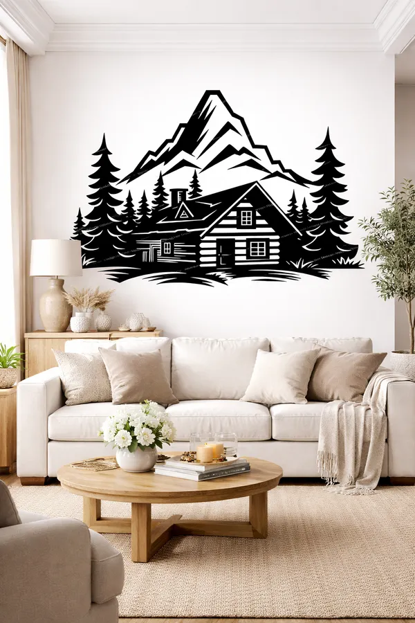 Mountain_Cabin_Metal_Wall_Art_|_Nature_Landscape_Metal_Wall_Decor