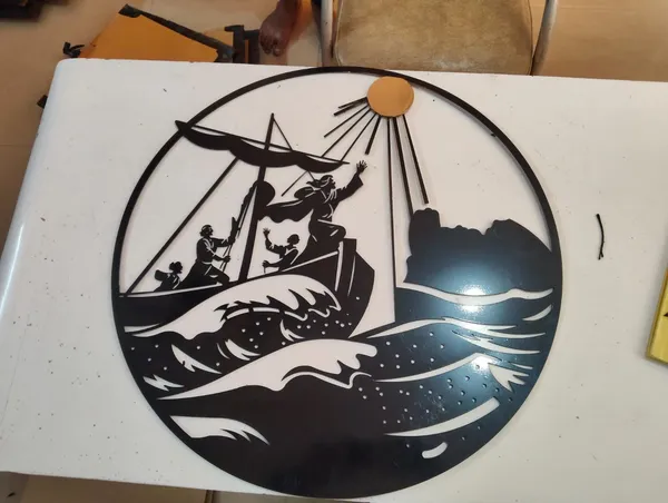 Ocean_Voyage_Metal_Wall_Art_(Golden_&_Black)