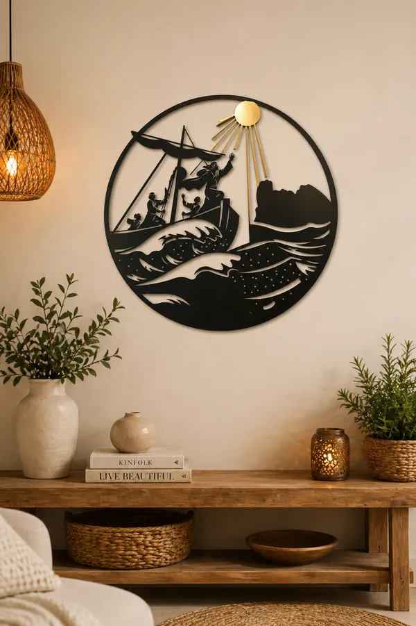 Ocean_Voyage_Metal_Wall_Art_(Golden_&_Black)