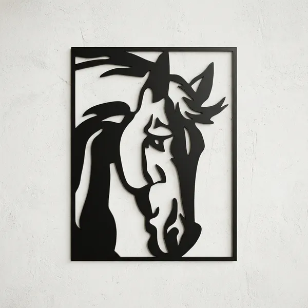 Modern_Minimalist_Horse_Wall_Art_With_Indoor_Plants