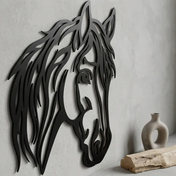 Modern_Minimalist_Horse_Wall_Art_With_Indoor_Plants