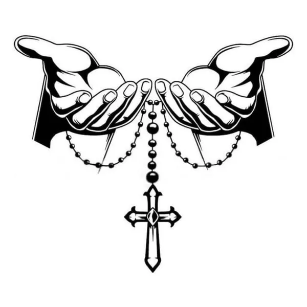 Praying_Hands_with_Rosary_Cross_?_Laser_Cut_MS_Metal_Wall_Art_|_Christian_Religious_Wall_Decor_|_Powder-Coated_Mild_Steel_Hanging