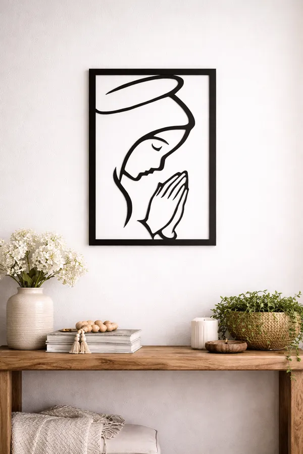 Praying_Mother_Mary_Metal_Wall_Art_Frame