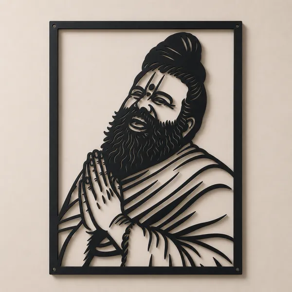 Premanand_Maharaj_Ji_Black_Metal_Wall_Decor_|_Laser_Cut_Powder_Coated_Art