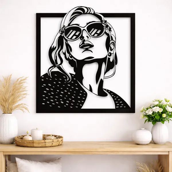 Stylish_Woman_Sunglasses_Metal_Wall_Art