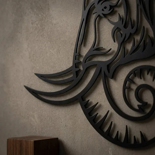 Decorative_Elephant_Metal_Wall_Art_-_Black