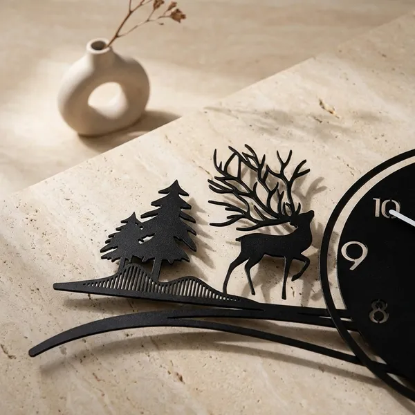 Decorative_Nature-Themed_Wall_Clock_With_Deer_And_Forest_Silhouette