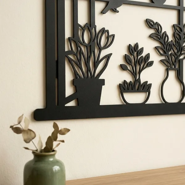 Decorative_Window_Frame_Wall_Art_With_Birds_And_Potted_Plants