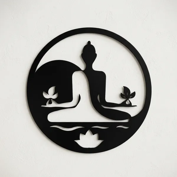Meditating_Buddha_Silhouette_Wall_Art_With_Lotus_Design