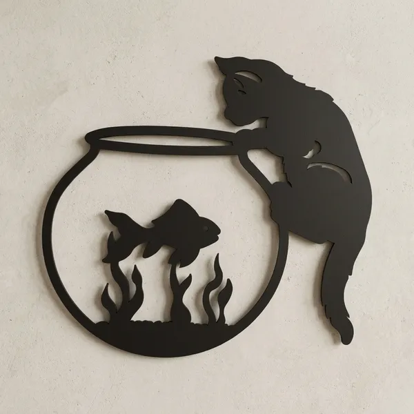 Cat_And_Fish_Bowl_Silhouette_Metal_Wall_Art_Decor