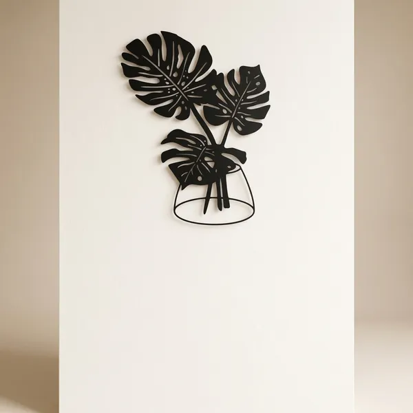 Black_Metal_Wall_Art_-_Monstera_Leaves_In_Vase