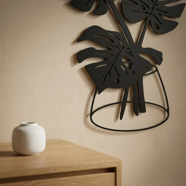 Black_Metal_Wall_Art_-_Monstera_Leaves_In_Vase