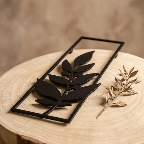 Set_Of_3_Black_Metal_Leaf_Wall_Art_Panels_With_Rectangular_Frames