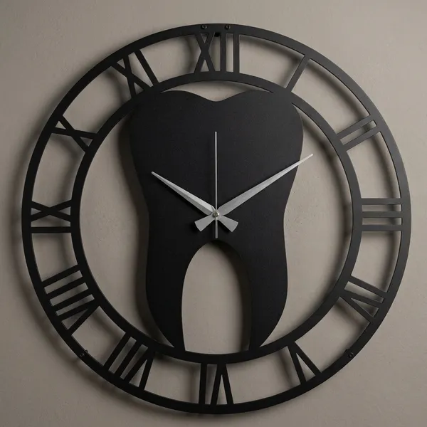 Decorative_Tooth-Shaped_Wall_Clock_With_Roman_Numerals