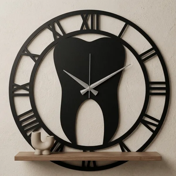 Decorative_Tooth-Shaped_Wall_Clock_With_Roman_Numerals